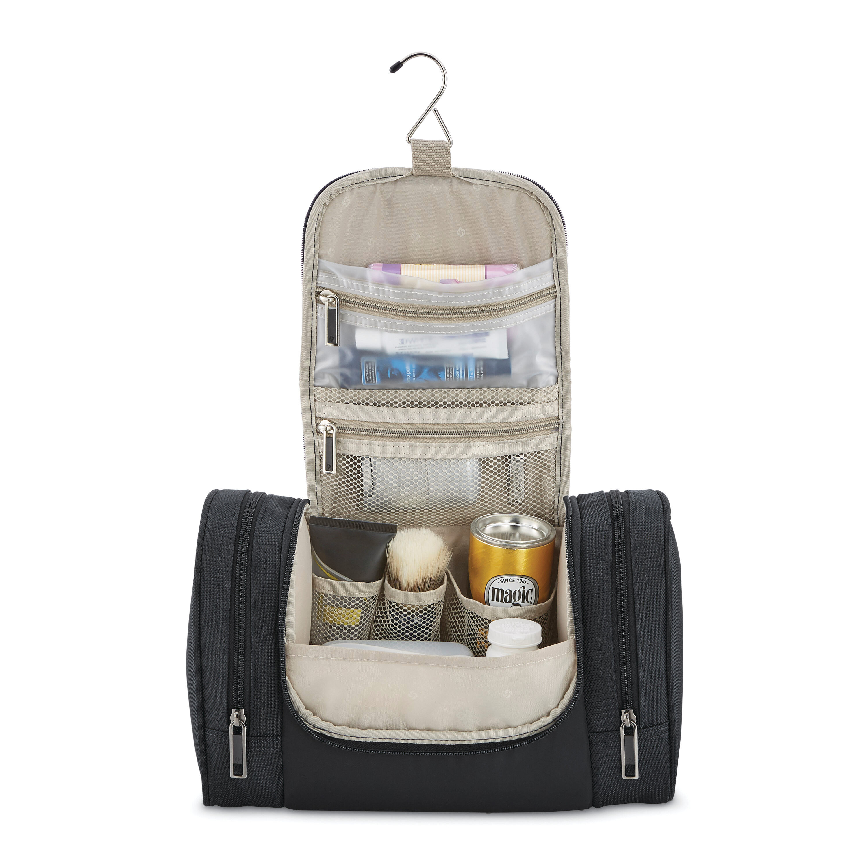 NuRoad Hanging Travel Kit in the color Black/Gunmetal.