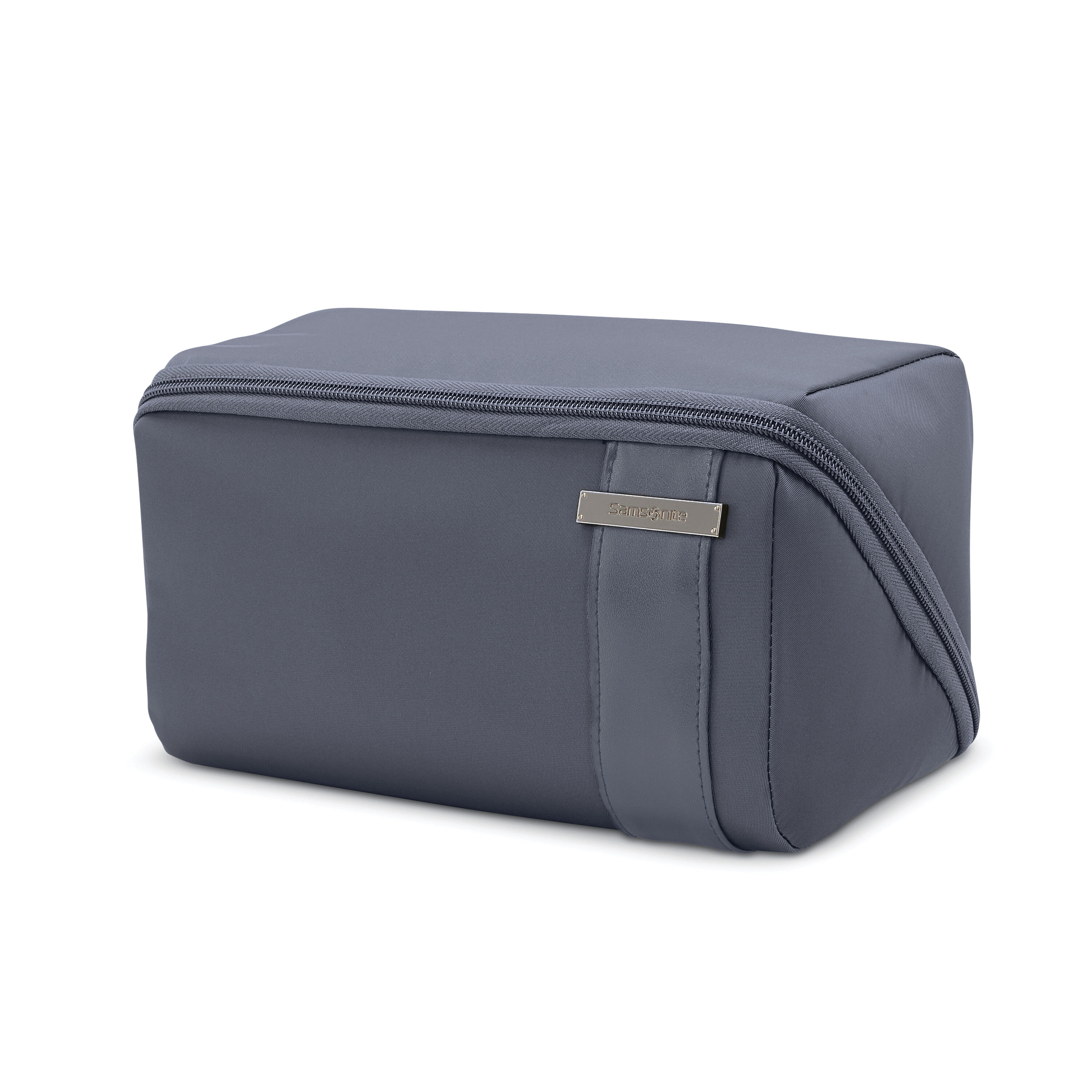 NuRoad Lay Flat Toiletry Kit in the color Slate Blue/Gunmetal.