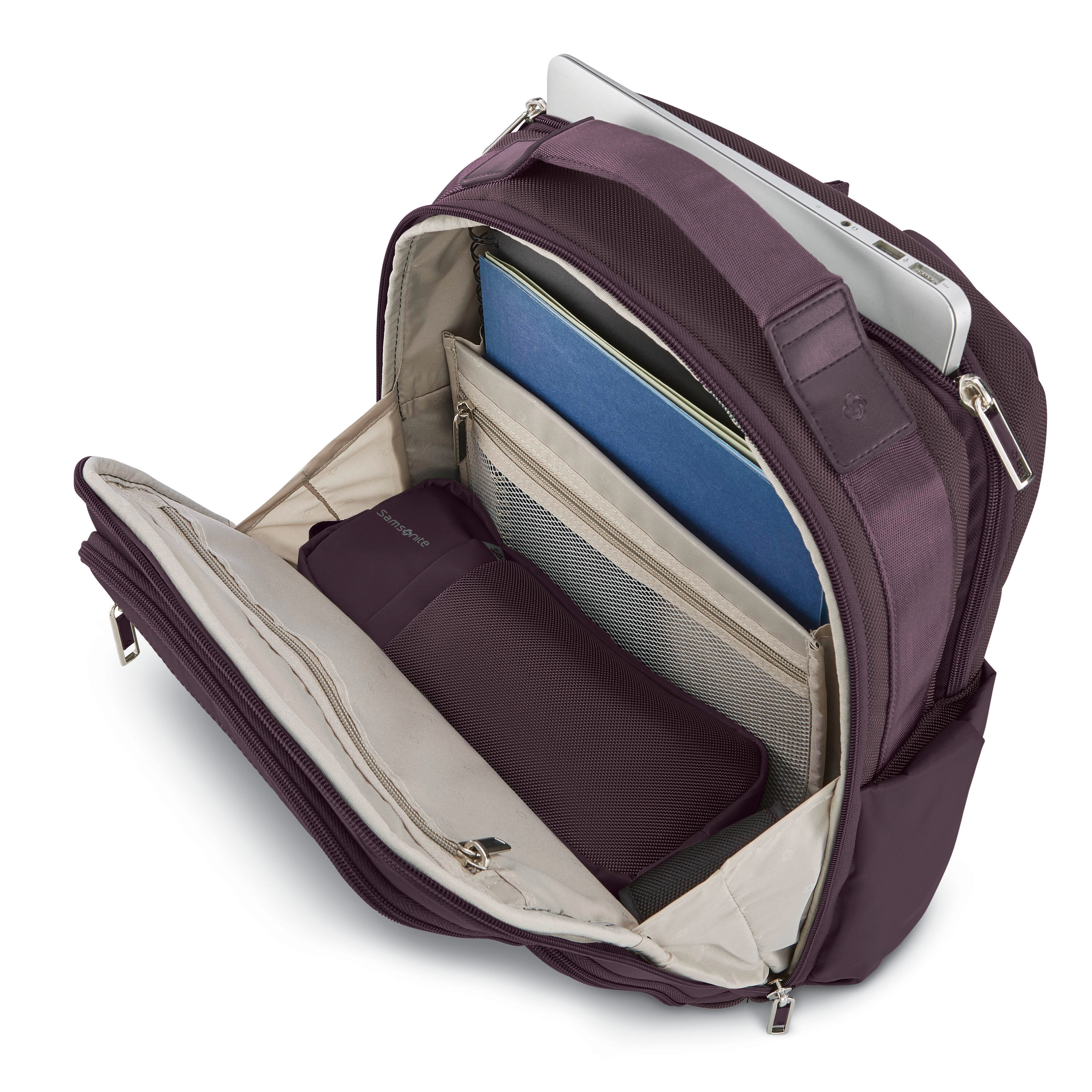 NuRoad Ladies 14.1" Backpack in the color Plum.