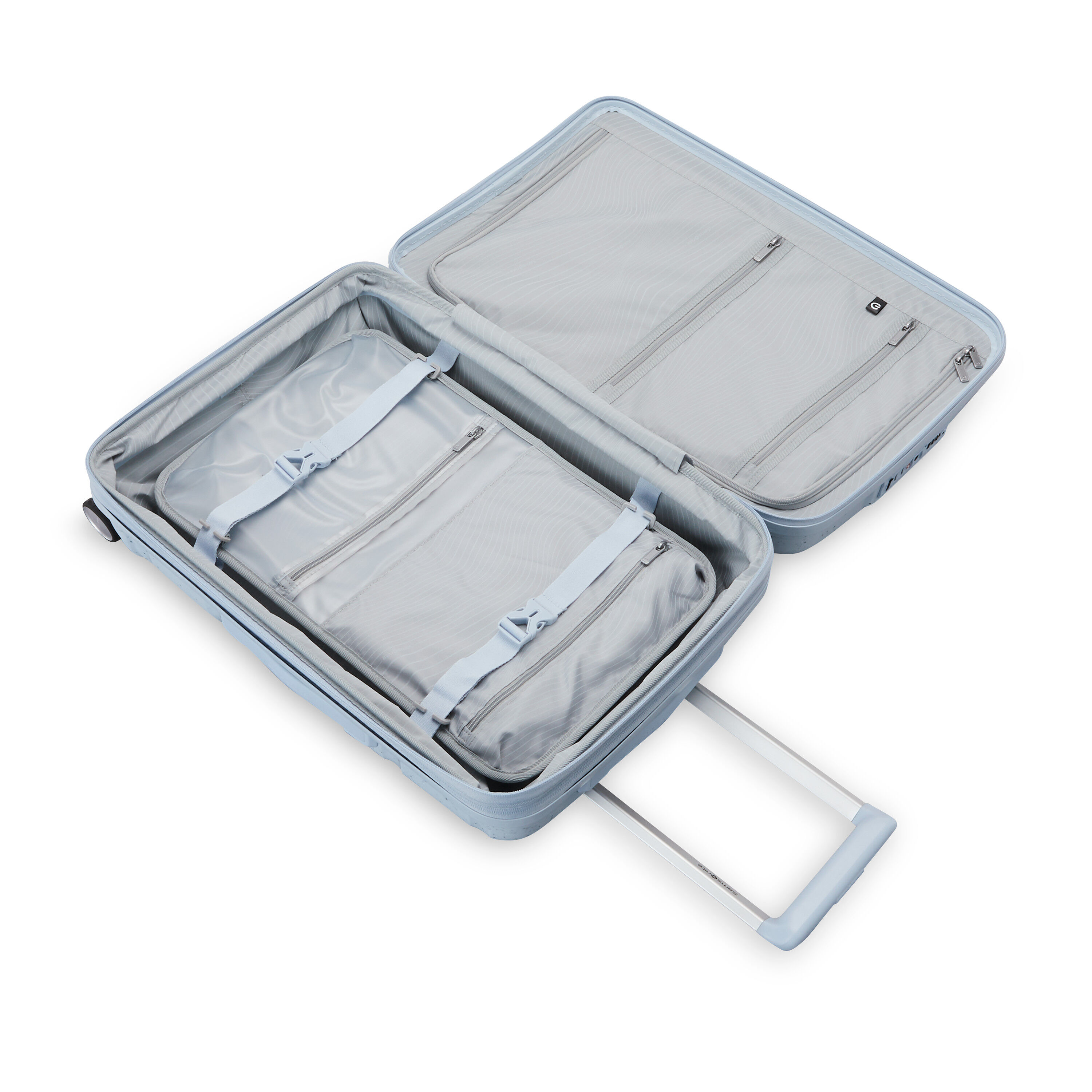 Outline Pro Carry-On Spinner in the color Translucent Blue.