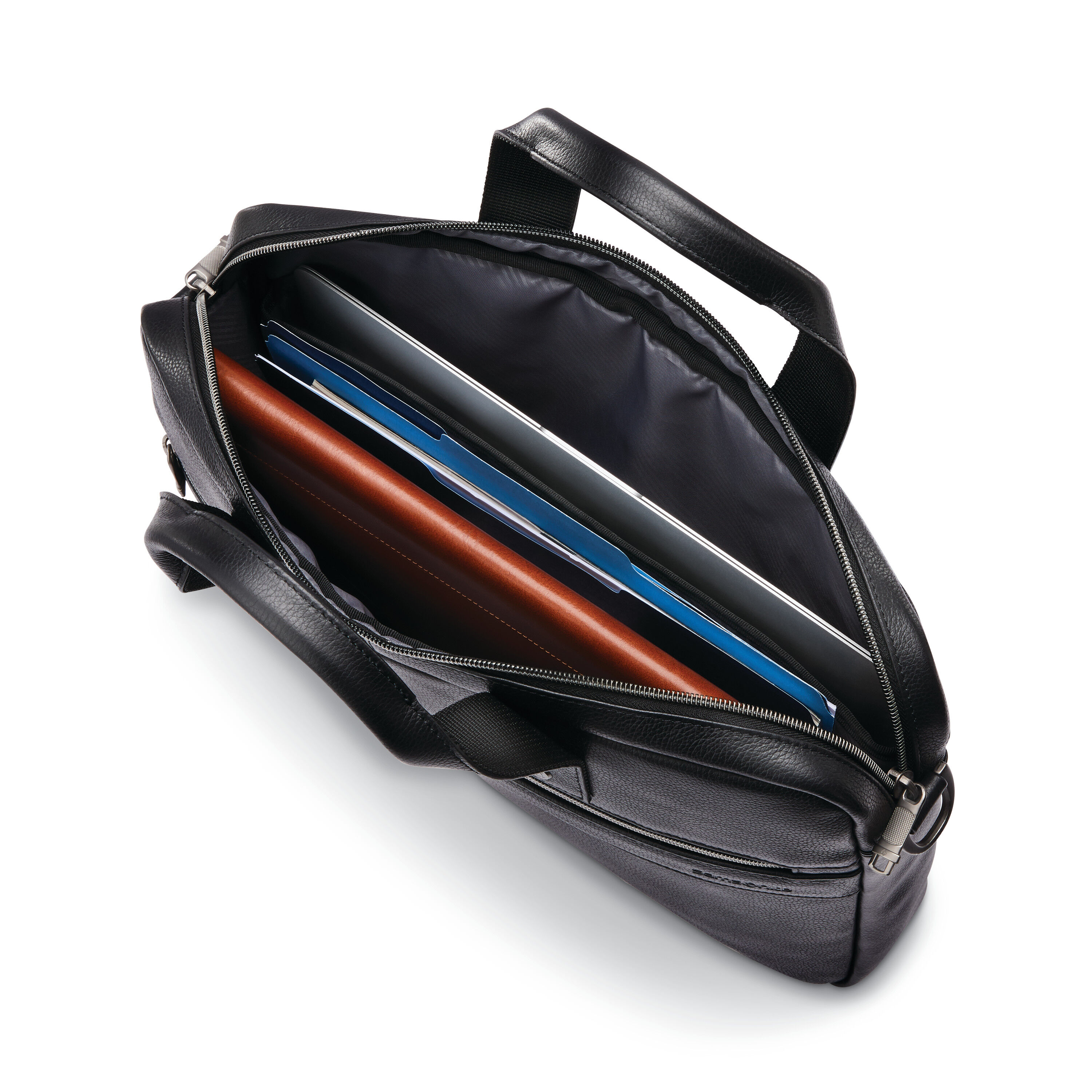 Classic Leather Slim Brief in the color Black.