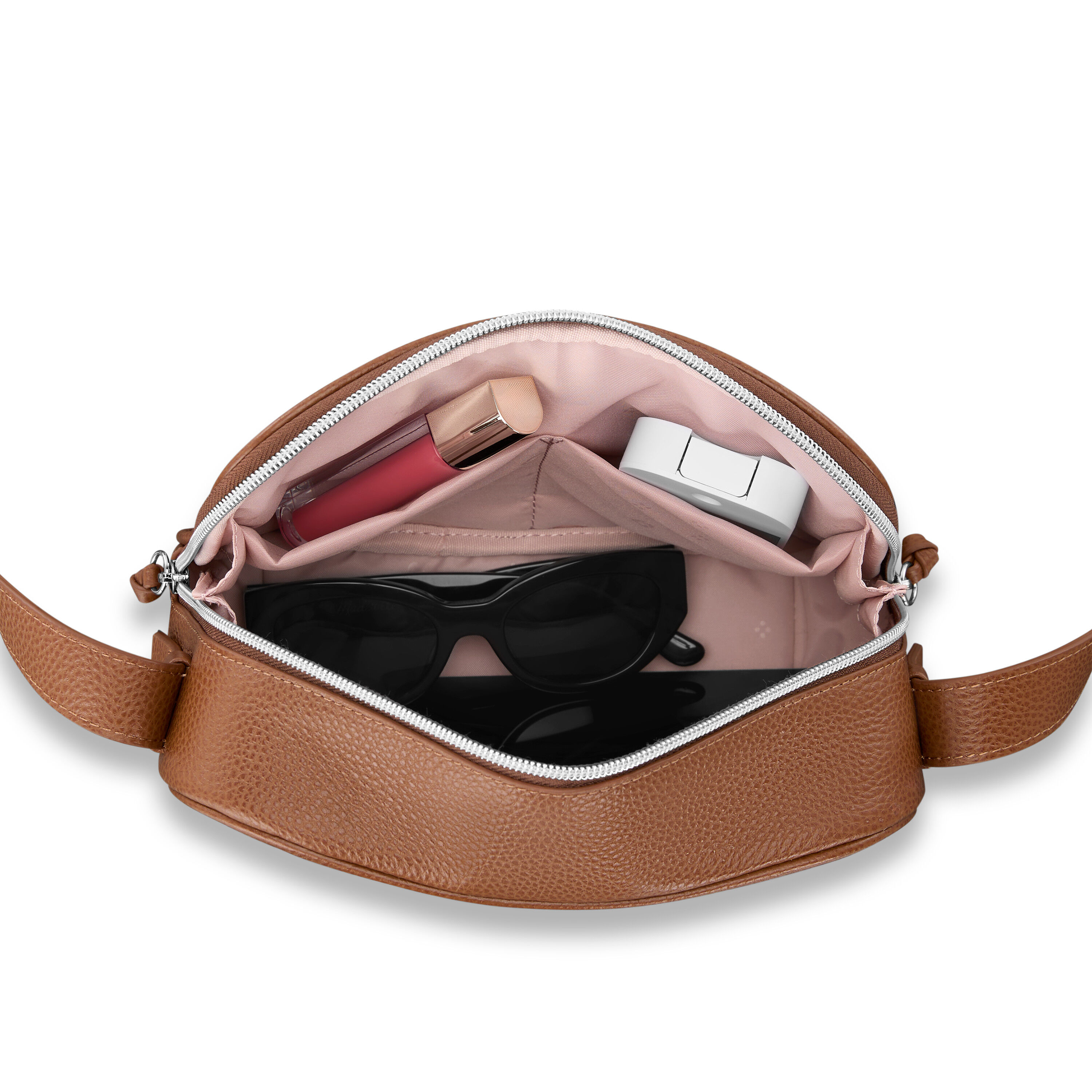 Mobile Solution 2 Leather Crossbody in the color Cognac.