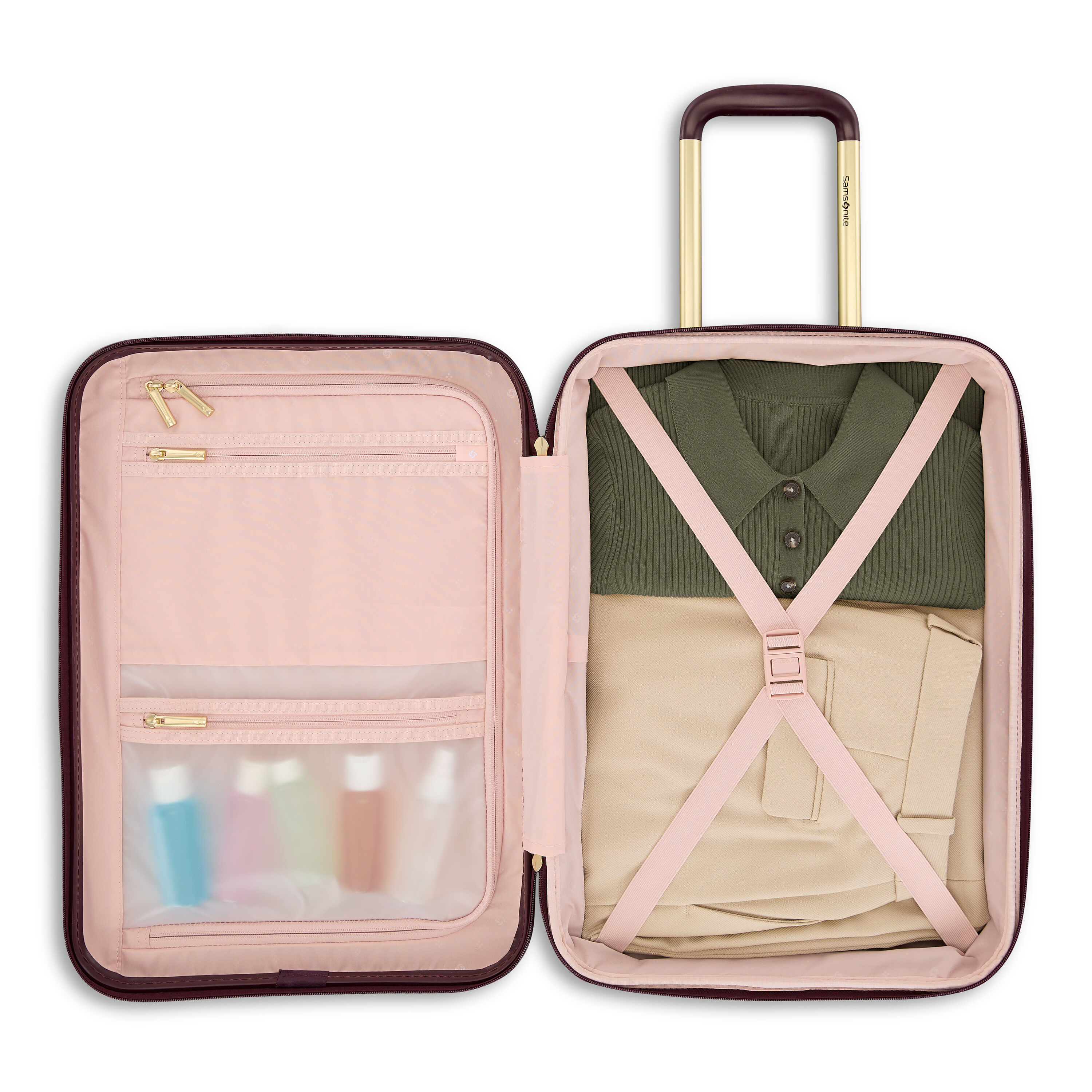 Mobile Solution 2 Carry-On Spinner in the color Merlot.