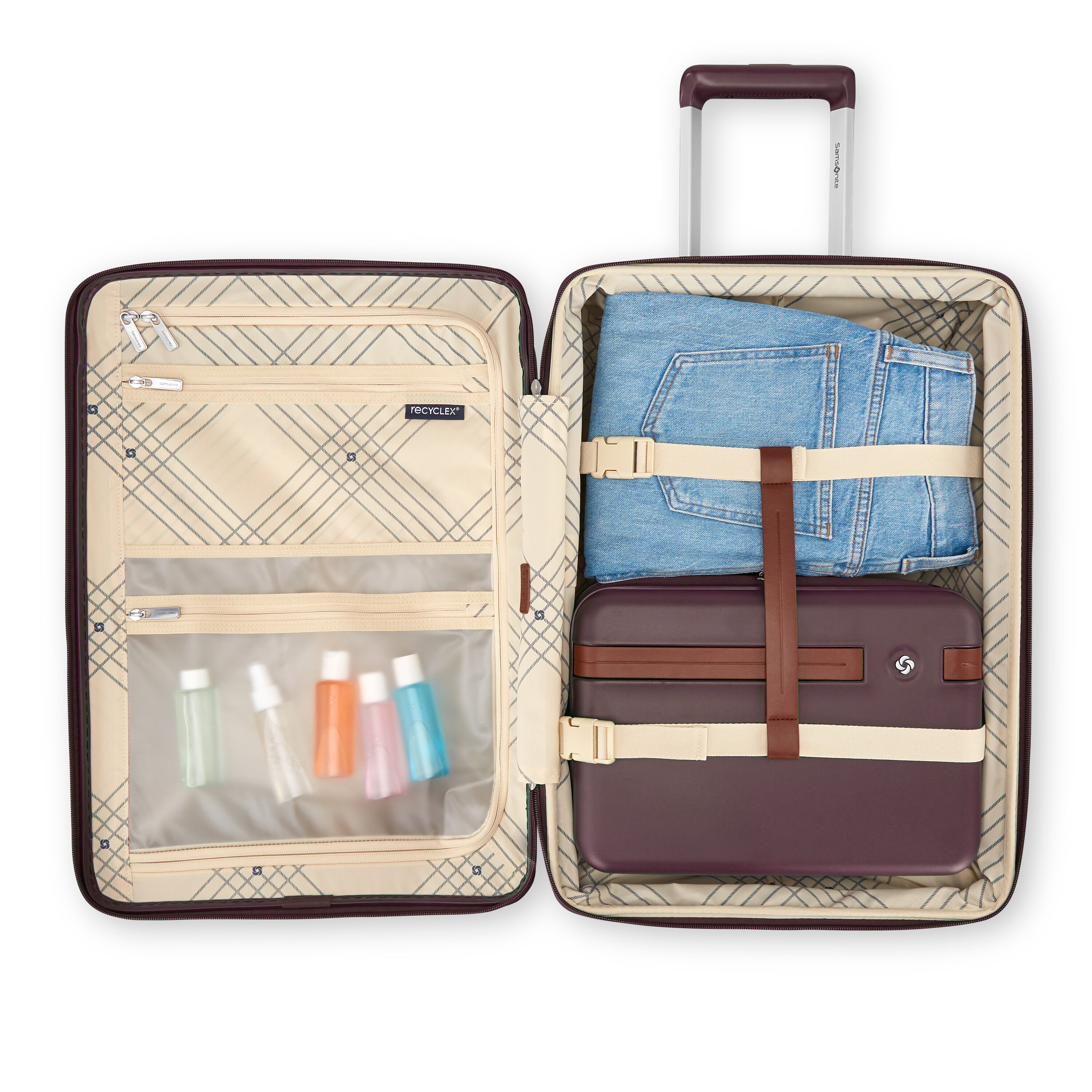 Virtuosa Carry-On Spinner in the color Merlot.